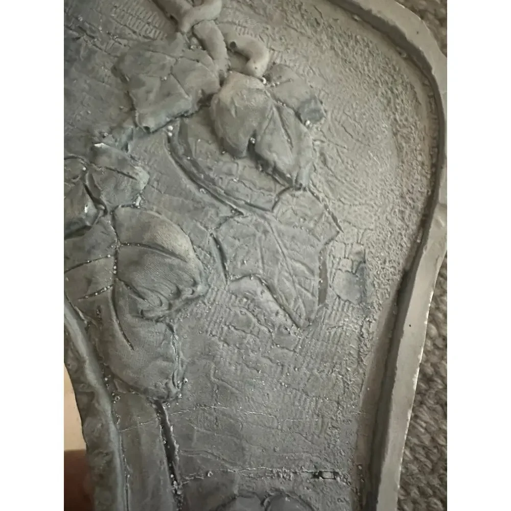 Vintage Pottery Mirror wall hanging hand made birds distressed heavy gray decor